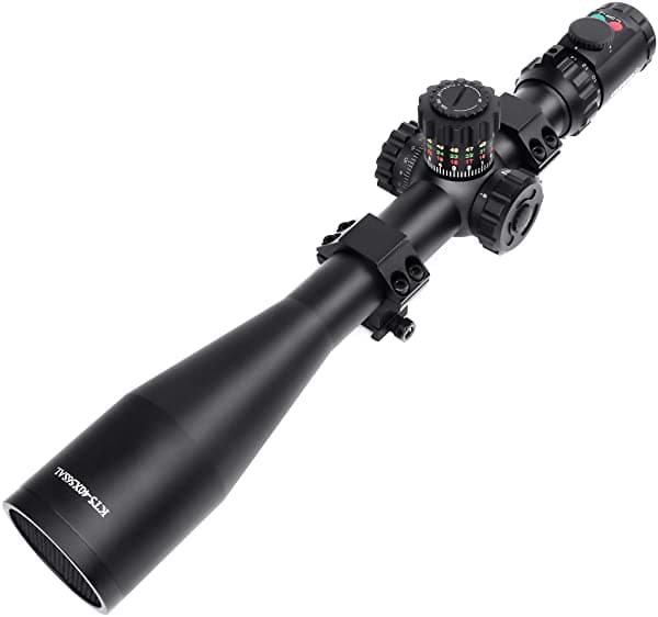 Sniper KT 5-40X56 SAL Long Range Mira Para Rifle Tubo de 35 mm Ajuste de Paralaje Retícula Grabada Iluminada Roja y Verde Con Anillos