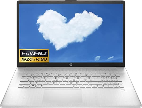 HP Notebook Pantalla IPS FHD 1080P de 17.3 Pulgadas AMD Ryzen 5 5500U de 6 Núcleos (Supera al i7-1065G7) 16 GB de RAM SSD PCIe de 512 GB Cámara Web HD WiFi Bluetooth HDMI Win10 Home Actualización Disponible a Win11 Home Plata P0013D