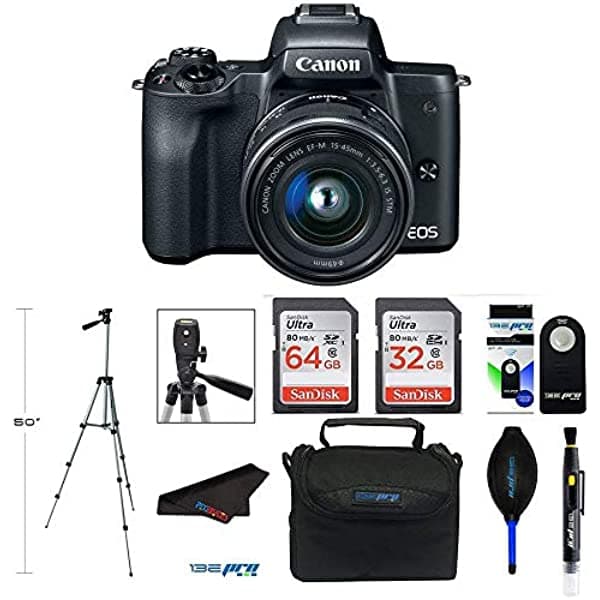 Canon Eos M50 Cámara Digital Sin Espejo Con Lente De 15-45 Mm (Negro) + Pixibytes Bundle