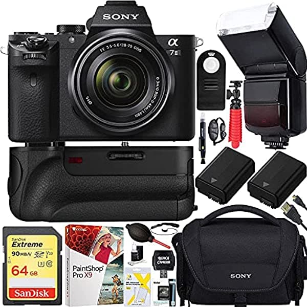 Sony Alpha A7Ii Cámara De Lente Intercambiable Sin Espejo Con 28-70 Mm F3.5-5.6 Oss Lente Bundle Con Una Tarjeta De Memoria De 64 Gb Batería Dual Bol E25SNILCE7M2KB