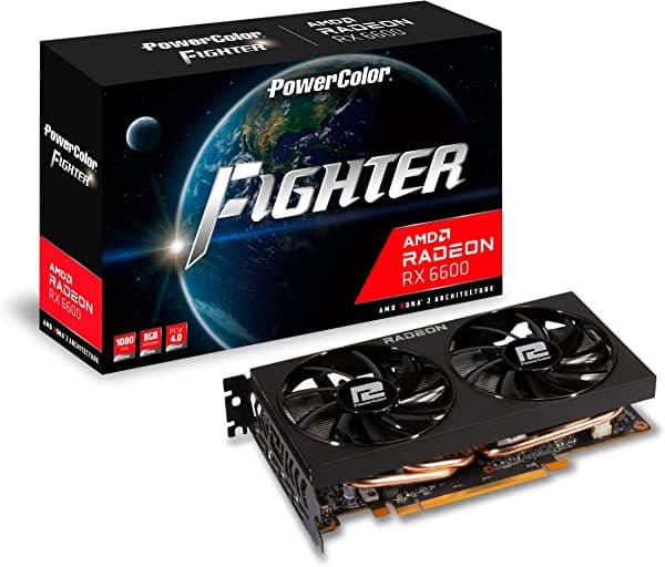 Powercolor Fighter Amd Radeon Rx 6600 Tarjeta Gráfica Con Memoria Gddr6 De 8 Gb AXRX 6600 8GBD6-3DH