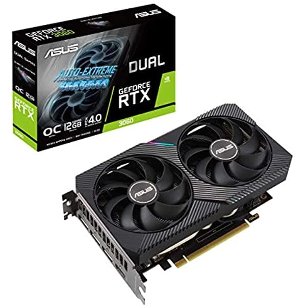 Placa De Video Asus Dual Nvidia Geforce Rtx 3060 Oc (Pcie 4.0 Memoria De 12Gb Gddr6 Hdmi 2.1 Displayport 1.4A Diseño De 2 Ranuras Diseño De Ventilador De Tecnología Axial Tecnología 0Db Y Más DUAL-RTX3060-O12G