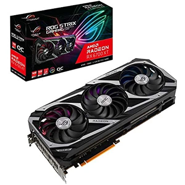 Asus Rog Strix Amd Radeon Rx 6700 Xt Oc Edition Tarjeta Gráfica Para Juegos Rdna 2 Pcie 4.0 12Gb Gddr6 Hdmi 2.1 Displayport 1.4A Diseño De Ventilador De Tecnología Axial 2.9 Ranuras Super Alloy Power Ii Gpu Tweak Ii ROG-STRIX-RX6700XT-O12G-GAMING