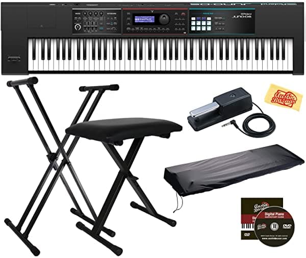 Roland Juno Ds-88 Sintetizador Bundle Con Roland Dp-10 Pedal Amortiguador Soporte Ajustable Banco Cubierta De Polvo Dvd Instructivo De Austin Bazaa AUS-JUNODS88-COMBO-PRO-1