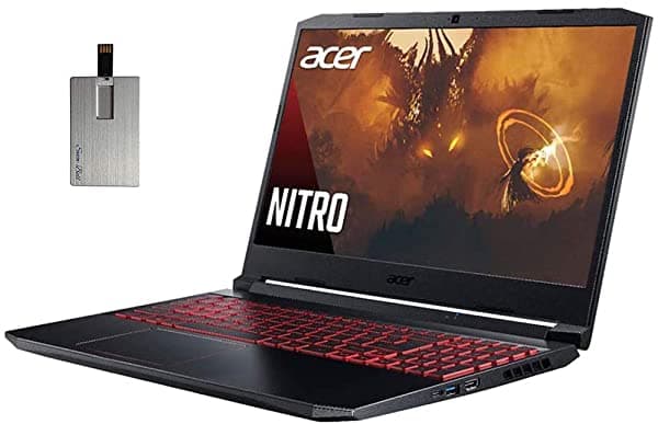 Acer Nitro 5 15.6" FHD Gaming Notebook Procesador AMD Ryzen 5-4600H 16 GB de RAM 1 TB de HDD 256 GB SSD GeForce GTX 1650 Teclado Retroiluminado Cámara Web HD Windows 10 Negro Tarjeta USB de 32 GB Snow Bell