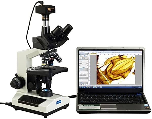 Omax 40X-2500X Microscopio Led Trinocular De Laboratorio Digital Tamaño Grande Con Cámara Digital Usb De 14Mp Y Nivel Mecánico 3D M837ZL-C140U