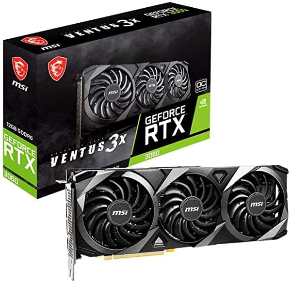 MSI RTX 3060 Ventus 3X 12G OC - Tarjeta gráfica gaming con 12GB GDDR6, 15 Gbps, Boost Clock 1807 MHz, HDMI/DP, PCIe 4.0 y triple ventilador Torque.