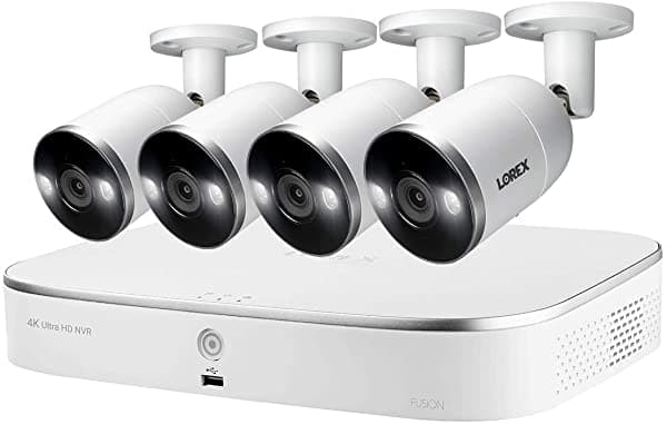Lorex 4K Ultra Hd Ip 8 Canales Sistema Nvr Con 4 Cámaras Ip De Disuasión Inteligente 4K 8Mp 150 Pies De Visión Nocturna Disco Duro De 3Tb Capacidad N84283T-48AB-E