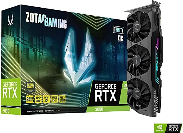 Zotac Gaming GeForce RTX 3090 Trinity OC 24GB GDDR6X 384 Bit 19.5 Gbps PCIe 4.0 Placa de Video para Juegos IceStorm 2.0 Avanzado Enfriamiento I ZT-A30900J-10P