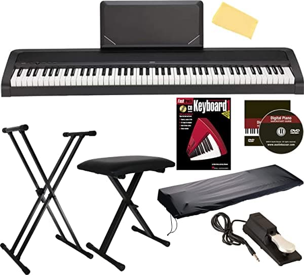 Korg B2N Bundle Negro Piano Digital de 88 Teclas con Soporte Ajustable, Banco, Cubierta de Polvo, Pedal de Sustain, Libro de Instrucciones y DVD B2N-COMBO-PRO-2