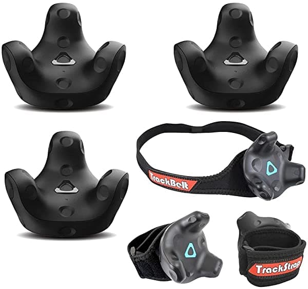 HTC VIVE Tracker 3 Pack VR 3.0 - Incluye Rebuff Reality TrackBelt y 2 TrackStraps para Body Tracking Completo, Negro.