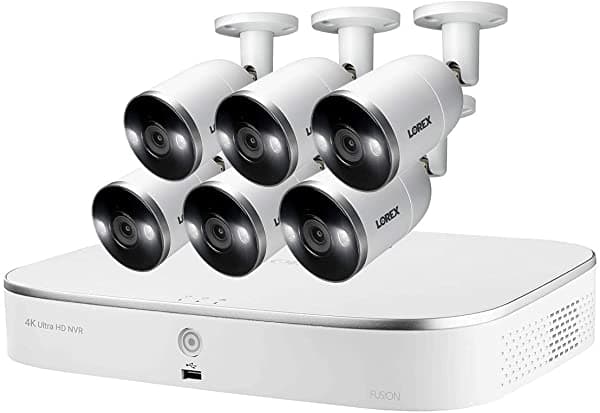 Lorex 4K Ultra Hd Ip 8 Canales Sistema Nvr Con 6 Cámaras Ip De Disuasión Inteligente 4K 8Mp 150 Pies De Visión Nocturna Disco Duro De 3Tb Capacidad N84283T-68AB-E