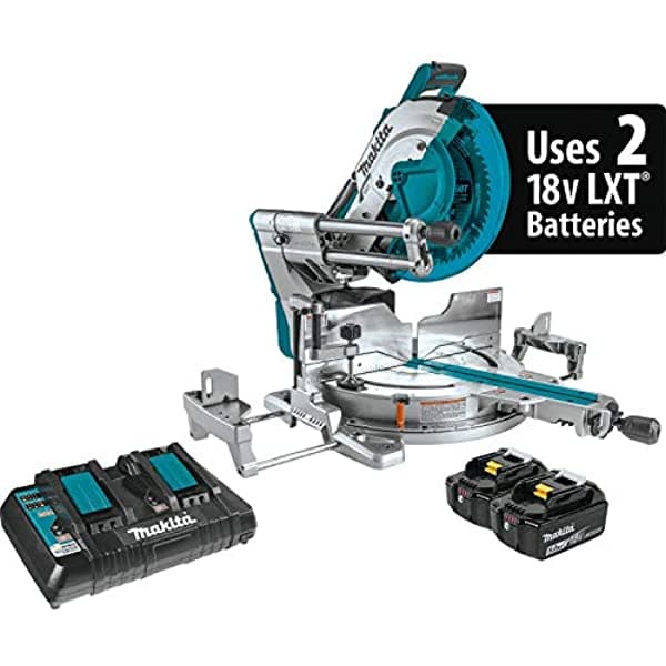 Makita Xsl07Pt 18V X2 Lxt Iones De Litio (36V) Sin Escobillas Sin Escobillas 12.0 In Doble Biselado Sierra De Inglete Con Kit Láser (5.0 Ah)