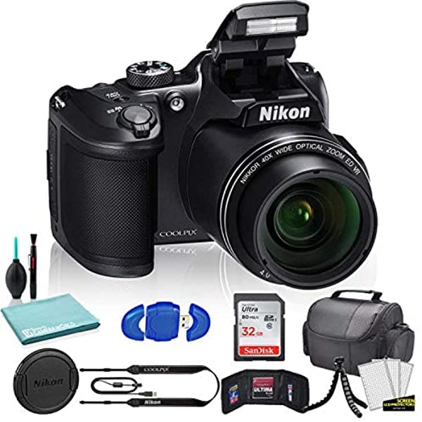 Nikon Coolpix B500 - Cámara Digital (Negro) (26506) Modelo De Estados Unidos + Tarjeta De Memoria Sandisk De 32 Gb Ultra + Cartera De Tarjeta De Memoria + Bolsa Suave De Lujo + Trípode Flexible De 12 Pulgadas + Juego De Limpieza De Lujo + Lector De Tarjetas Usb 26506_EDI_1