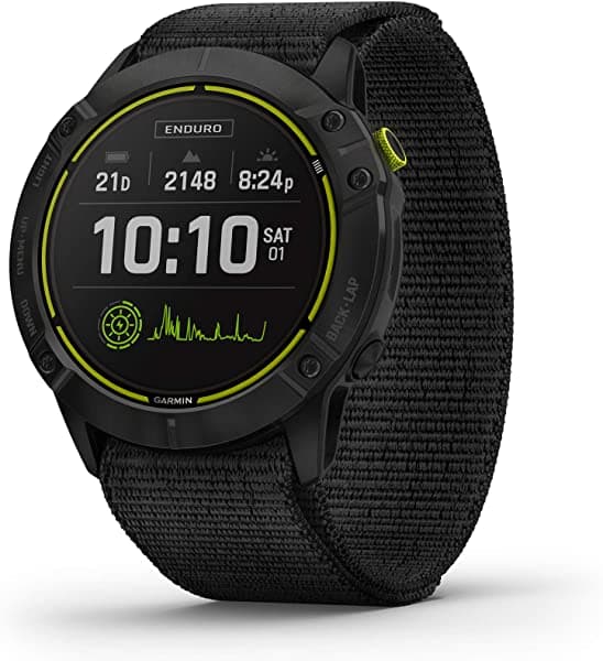 Garmin Enduro Ultraperformance - Reloj Gps Multideportivo Con Capacidad De Carga Solar Duración De La Batería De Hasta 80 Horas En Modo Gps Titanio Dlc Gris Carbón Con Correa De Nailon Ultrafit Negro 010-02408-01