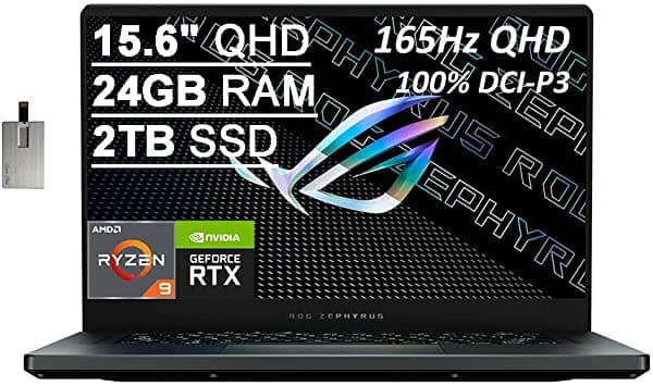 2021 Asus Rog Zephyrus 15.6 Qhd 165Hz Computadora De La Paptop De Juegos Amd Ryzen 9-5900Hs 24Gb Ram 2Tb Pcie Ssd Retroiluminación Teclada Nvidia Gefo