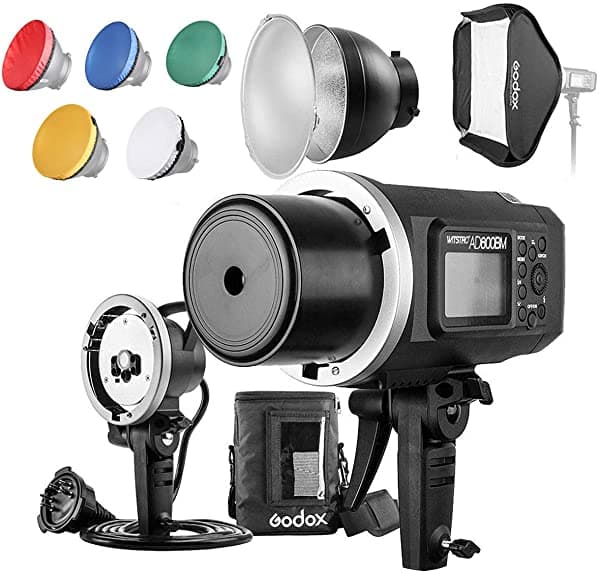 Godox Ad600Bm 600Ws Gn87 Hss Flash Strobe Monolight Con 8700Mah De Batería 600W Portátil Lámpara Flash Head 23"X23" Flash Softbox 7" Standard Reflector 7" Flash Difusor Y Portable Flash Bag