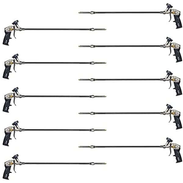 Awf Pro Pistola De Espuma - Awf 1700 Pistola Antiadherente De Ptfe De 2 Pies Ideal Para Contratistas Y Bricolaje. Pistola De Aislamiento De Espuma De Alta Precisión Mayor Rendimiento Ajuste De Una Mano Boquilla Larga Punta Giratoria Paquete De 10 Unidades AWF 1700-10