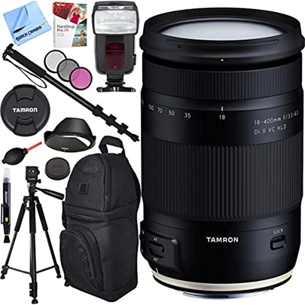 Tamron Afb028N-700 0.709-15.748 In F/3.5-6.3 Di Ii Vc Hld Lente De Zoom Todo En Uno Para Montura Nikon Con Flash Automático Monopie De 72 Pulgadas Kit De Filtro De 2.835 In Mochila Paintshop Pro Y Trípode De 60 Pulgadas E3TM18400EOS