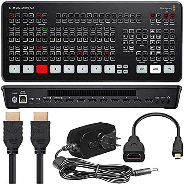 Wholesale Photo Atem Mini Extreme Iso Hdmi Conmutador De Transmisión En Vivo Con Fuente De Alimentación De 12 V Adaptadores Internacionales Y Cable Hdmi Estándar (A-A) SWATEMMINICEXTISO-HDMI