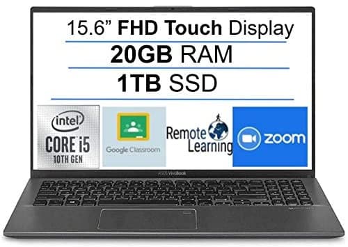 Asus Vivobook Laptop Con Pantalla Táctil Fhd De 15.6 Pulgadas Intel I3-1115G4 De 11ª Generación Hasta 4.1 Ghz 20 Gb Ddr4 Ram 1 Tb Ssd Lector De Huellas Dactilares Teclado Retroiluminado Wifi Hdmi Windows 10 S Jvq Mp ASUS Vivobook F512J
