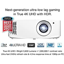 Optoma UHD35 Proyector True 4K UHD para Gaming, 3,600 Lúmenes, 4.2ms a 1080p, 240Hz, HDR10 & HLG