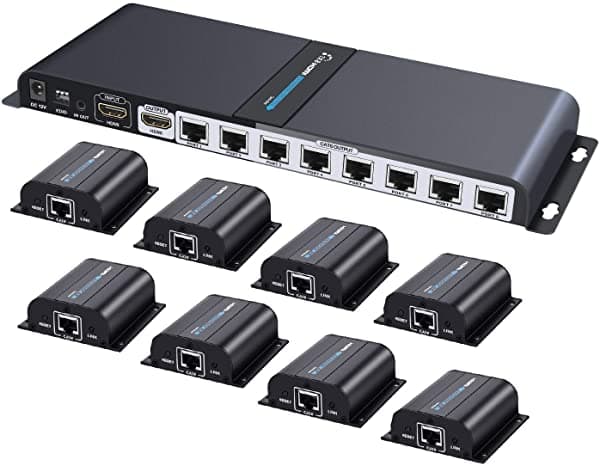 Tnp Hdmi Extender Splitter Over Ethernet Cat6/Cat7 Cable Ir Remote Control Extension Support - Extend Long Distance Hdmi Singal Distribution Kit Relay Hub Amplificador (8 Port - 1 Entradas 8 Outputs) HDMI_EXT_LKV718PRO