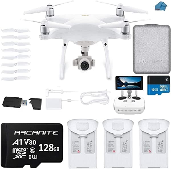 Dji Phantom 4 Pro Plus V2.0 Drone 1 Pulgada 20Mp 4K Camara Kit Incorporado Monitor 3 Baterías Dji Totales 128 Gb El Lector De Tarjetas Micro Sd Debe T