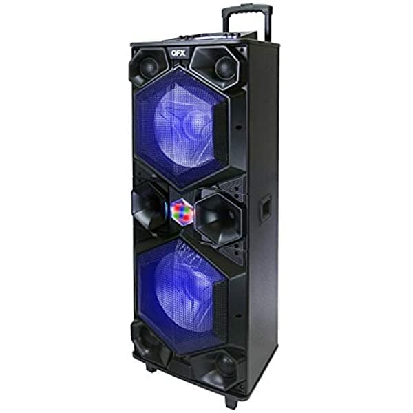 Qfx E-1500 Altavoces Bluetooth Grandes Profesionales | Sistema De Altavoces Pa Portátil | Woofers Duales De 15 Pulgadas Tweeter De 1.5 Pulgadas Y Luces De Fiesta