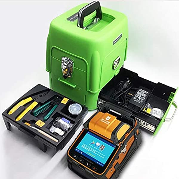 D Yedemc Sm&Mm - Empalmador Automático De Fibra Óptica Integrado Localizador De Fallas Visuales Y Medidor De Potencia Óptica (Ai-9) Y Kit De Cuchilla De Fibra (Green_Box_Ai-9)