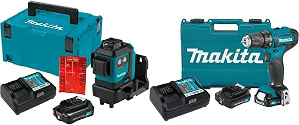 Makita SK700GDNAJ Láser de Nivelación Automática 360° 3-Planes Verde, Inalámbrico 12V max, Kit con dos baterías 2.0Ah
