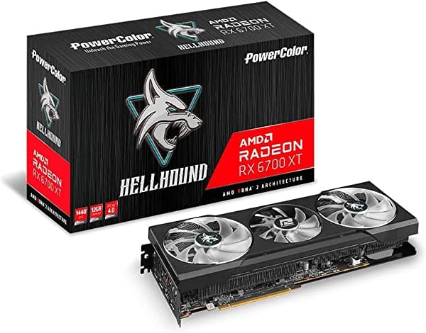 Powercolor Hellhound - Tarjeta Gráfica Amd Radeon Rx 6700 Xt Para Juegos Con Memoria Gddr6 De 12 Gb Alimentada Por Amd Rdna 2 Raytracing Pci Express 4.0 Hdmi 2.1 Amd Infinity Cache AXRX 6700XT 12GBD6-3DHL