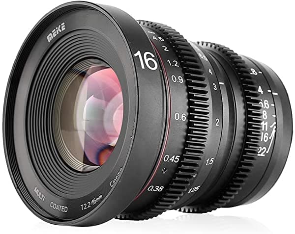 Meke 0.630 In T2.2 Gran Apertura Manual Focus Prime Baja Distorsión 4K Mini Cine Lente Para Micro Cuatro Tercios M4/3 Mft Compatible Con Cámaras Olympus/Panasonic Lumix Y Bmpcc 4K Zcam E2 Gh5 MK-16mm T2.2 M43