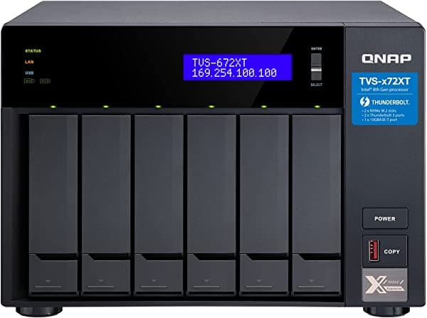 Qnap Ultra Alta Velocidad Thunderbolt 3 Nas. Procesador Intel Core I5 De 6 Núcleos 8 Gb Ddr4 Ram 3.5"/2.5" Hdd/Ssd Ranura X 6 (Tvs-672Xt-I5-8G-Us)