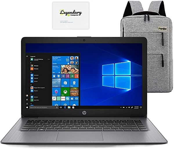 Laptop Hp Hd 2020 De 14 Pulgadas Intel Celeron N4000 De Hasta 2.6 Ghz Ddr4 De 4 Gb Emmc Wifi 5 Cámara Web Hdmi Windows 10 S Accesorios Legendarios (Compatible Con Google Classroom O Zoom) (Negro Brillante) HP 14 Laptop