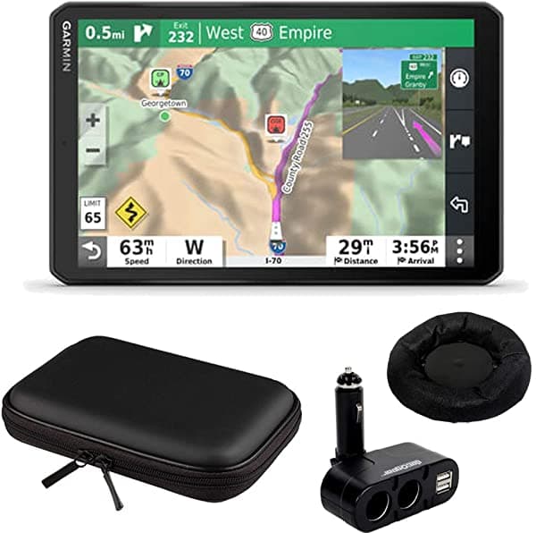 Garmin 010-02425-00 - Paquete De Navegador Gps Rv 890 De 8 Pulgadas Con Doble Dc12V/24V Electronic Multifunction Encendedor De Cigarrillos Carcasa Rígida De 10 Pulgadas Y Soporte De Navegación Gps E1GRRV890