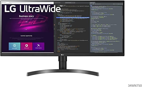 Lg 34Wn750-B Monitor De 34 Pulgadas 219 Wqhd (3440 X 1440) Pantalla Ips Amd Freesync Controlador Doble Control En Pantalla Diseño Sin Bordes De 3 Lados Color Negro