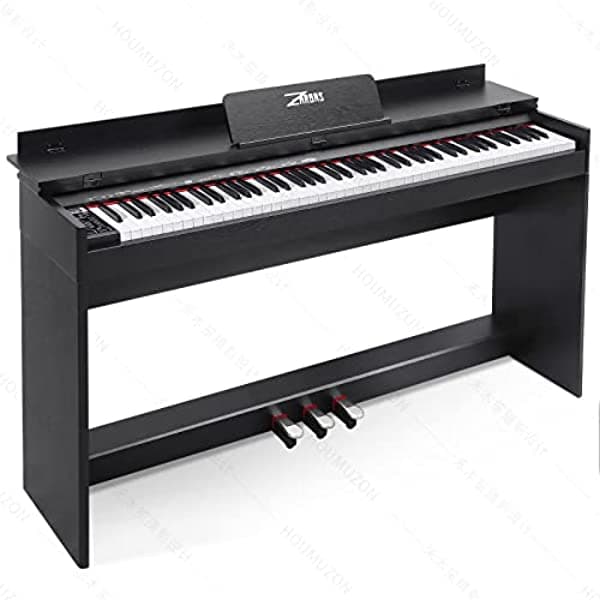 Zhruns Piano Digital Con 88 Teclas Función Mp3 Control Remoto Fuente De Alimentación 3 Pedales Libro De Instrucciones Función Midi/Audífonos/Salida De Audio Adecuado Para Principiantes/Adultos