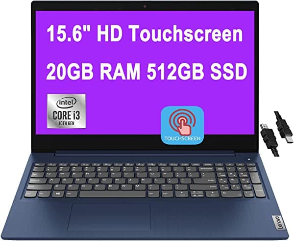 2021 Flagship Lenovo Ideapad 3 Laptop 15.6" Hd Pantalla Táctil De 10ª Generación Intel Core I3-10110U (Beats I5-8200Y) 20 Gb Ram 512 Gb Ssd Intel Uhd Graphics Wifi5 Dolby Win10 + Cable Hdmi Lenovo IdeaPad 3 i3 Laptop