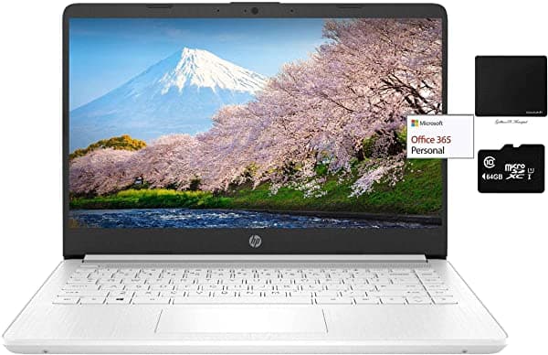 Laptop Hp De 14 Pulgadas Intel Dual-Core N4020 8 Gb De Ram 128 Gb De Almacenamiento (64 Gb Emmc + 64 Gb Micro Sd) 1 Año De Oficina 10 Unidades Con Alfombrilla De Mouse Gapi (Blanco) 231969
