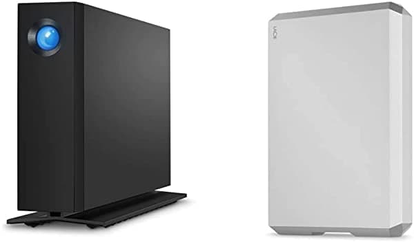 Lacie D2 Profesional - Disco Duro Externo (10 Tb Disco Duro Externo De 5 Tb Disco Duro Externo Portátil - Moon Silver Usb-C Usb 3.0 Para Mac Y Pc De Escritorio 1 Mes Adobe Cc