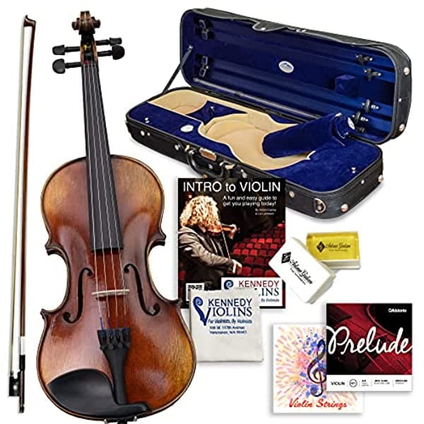 Antonio Giuliani Primo Violin 1/4 Tamaño Paquete Por Kennedy Violins - Estuche De Transporte Y Accesorios Incluidos Madera De Arce Maciza Y Accesorios De Ébano