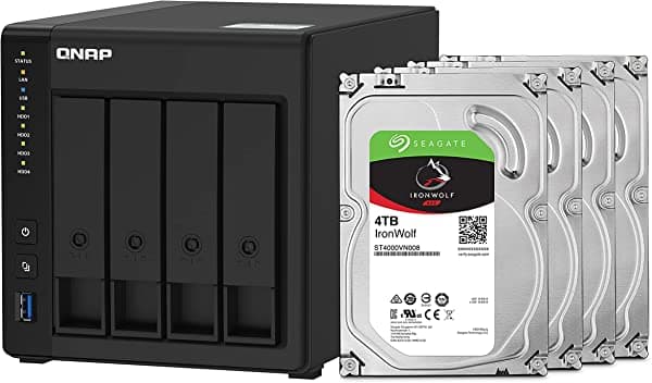 Qnap Nas De Transcodificación De Hardware 4 Bahías 4K Con Capacidad De Almacenamiento De 12 Tb Paquete De Unidades Raid 5 Seagate Ironwolf Con Salida Hdmi (Ts-451D2-4G-44R-Us)
