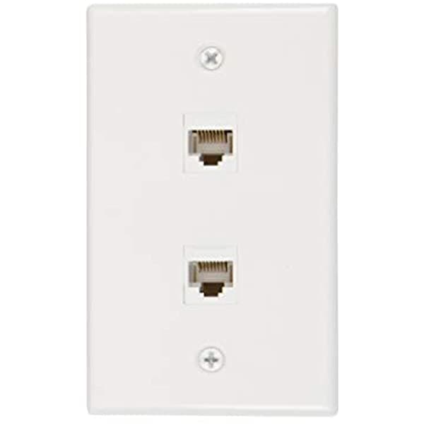 Buyer'S Point - Placa De Pared (2 Puertos Cat. 6 Ethernet Hembra-Hembra) Color Blanco