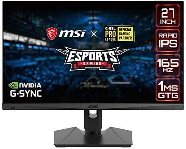 Msi Qhd Rapid-Ips - Bisel Súper Estrecho Para Juegos No Deslumbrante 1 Ms 2560 X 1440 165 Hz Frecuencia De Actualización Ajustable Brazo G-Sync Compatible Con Monitor De Juegos De 27 Pulgadas (Optix Mag274Qrf) Color Negro