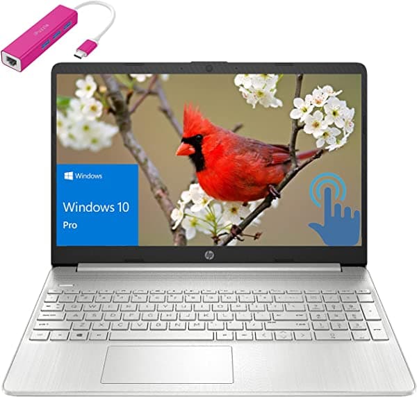 2021 HP 15.6" FHD Notebook con Pantalla Táctil, AMD Ryzen 7 4700U Octa-Core Hasta 4.1GHz (supera al i7-10510U), 64GB DDR4, 2TB PCIe SSD, USB 3.0 Tipo C, Windows 10 S, iPuzzle 320GB Disco Duro Externo