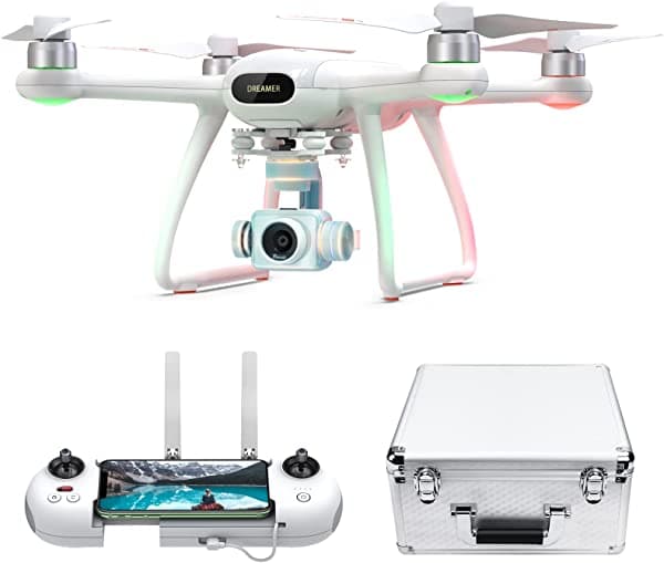 Potensic Dreamer Pro Drone con Cámara para Adultos, Gimbal de 3 Ejes, Cuadricóptero GPS con Rango de Transmisión FPV de 2 km, Vuelo de 28 Minutos, Motor Sin Escobillas, Retorno Automático, Funda de Transporte Portátil y Tarjeta SD de 32 G DSDR01C