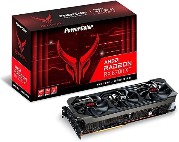 Powercolor Red Devil Amd Radeon Rx 6700 Xt - Tarjeta Gráfica Para Juegos Con Memoria Gddr6 De 12 Gb Alimentado Por Amd Rdna 2 Raytracing Pci Express 4.0 Hdmi 2.1 Amd Infinity Cache AXRX 6700XT 12GBD6-3DHE/OC