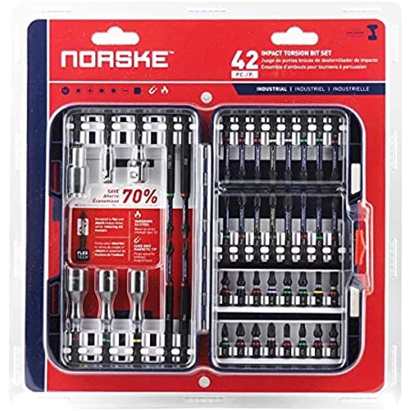 Norske Tools Nibpi703 - Juego De 42 Puntas De Destornillador Torsión De Impacto Puntas De Ph Puntas Sq Brocas Torx Adaptadores De Enchufe Tuercas Y Soporte Magnético De Qc