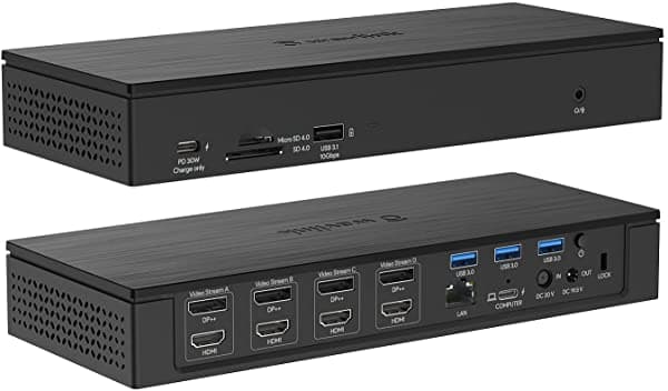 Wavlink Estación De Acoplamiento Universal De Nivel Empresarial 20 En 1 Usb-C Quad 4K Dual 5K 60Hz Muelle De Pantalla Con Carga De 100W 4 Displayport (1.2) 4 Hdmi (2.0) 2.5G Ethernet Usb 3.1/3.0-A Usb-C (Pd30W)